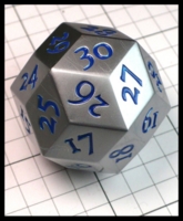 Dice : Dice - Metal Dice - D30 Silver with Blue Numerals - Dark Ages